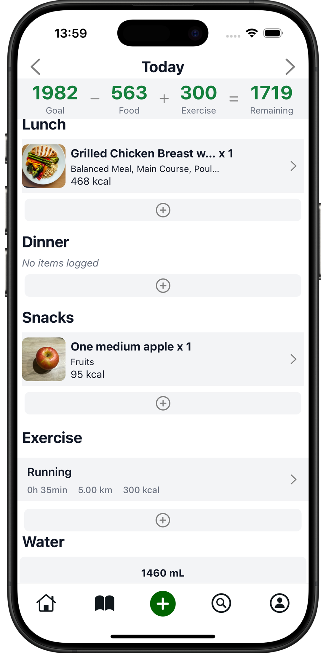 App calendar diary feature on an iPhone screen